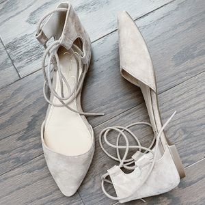 Jessica Simpson Nude Lace Up Flats